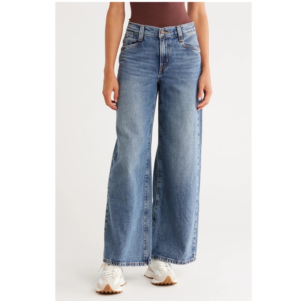 Levis 94 Baggy Wide Leg Jeans Wash Blue Mid Rise Denim Womens Size 27